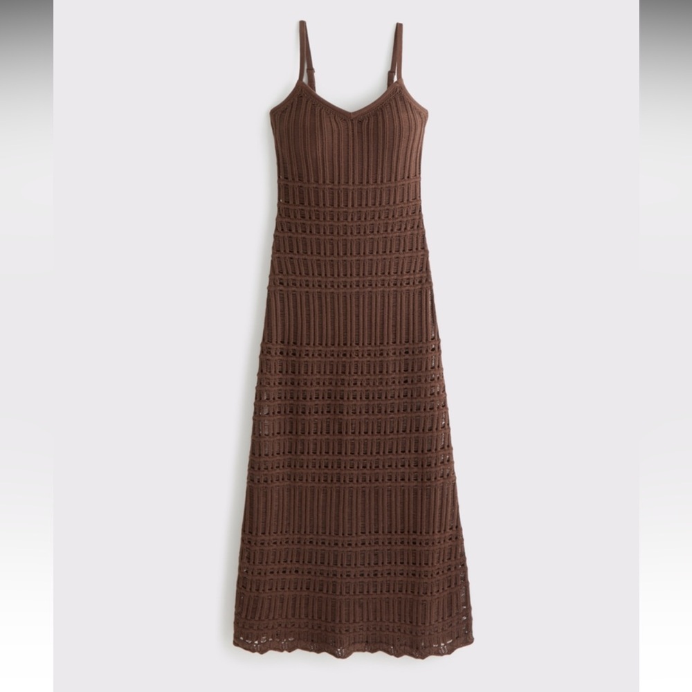 Abercrombie & Fitch Chocolate Brown Crochet Maxi Dress